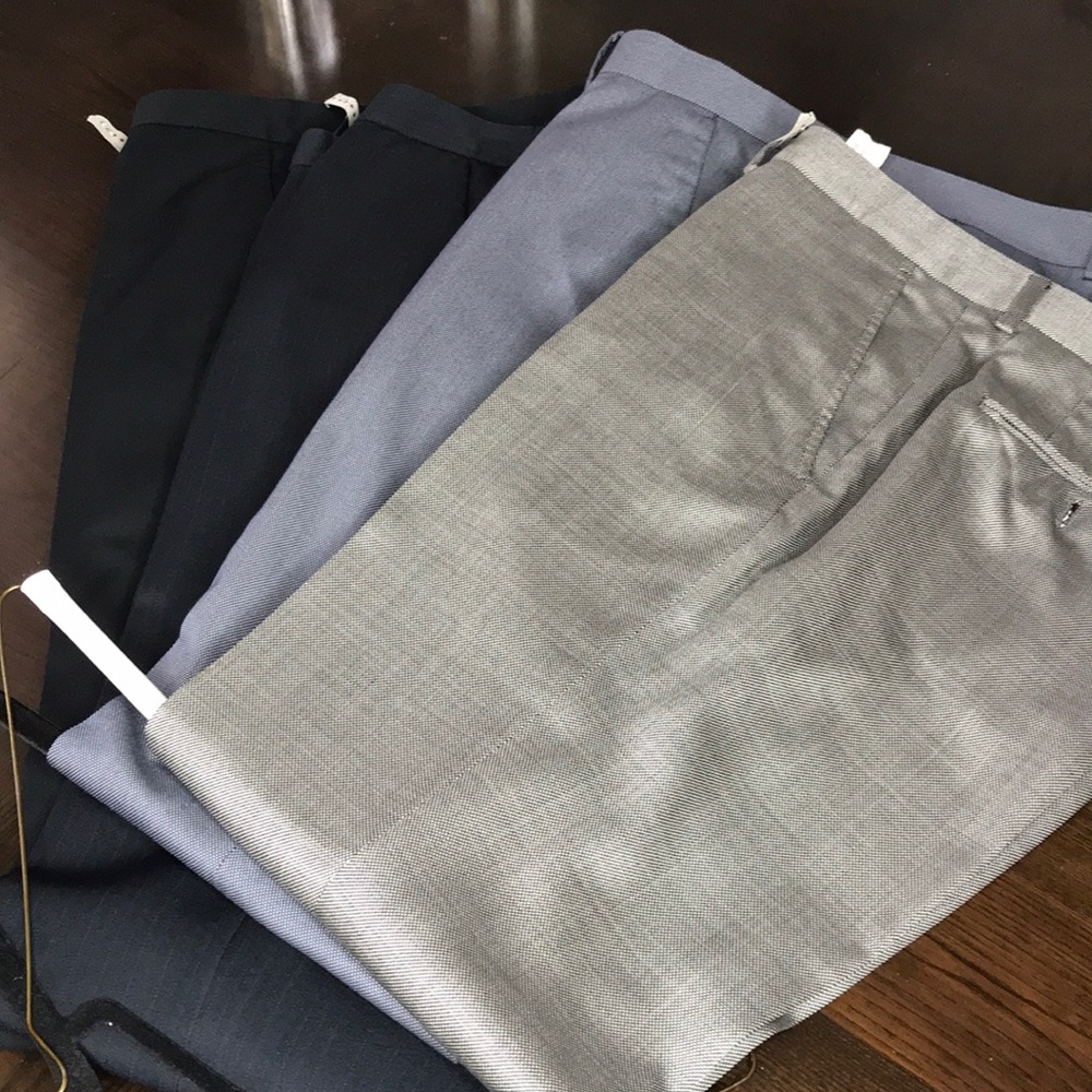 Lot of dressing pants (1 silver, 2 blue, 1 black)